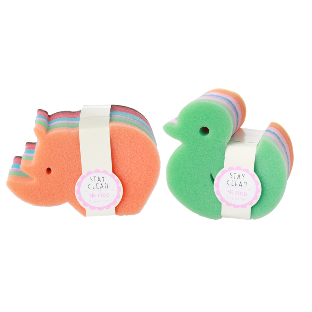 Set of 2 Animal Shaped Kitchen Sponges By Rice DK Vibrant Home